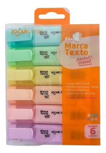 Marca Texto Tons Pastel Estojo Com 6 Cores