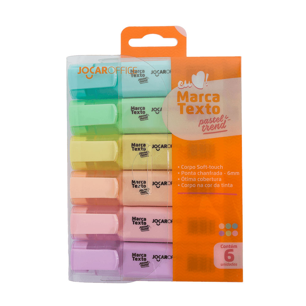 Encontraproduto.com.br - Marca Texto Tons Pastel Estojo Com 6 Cores