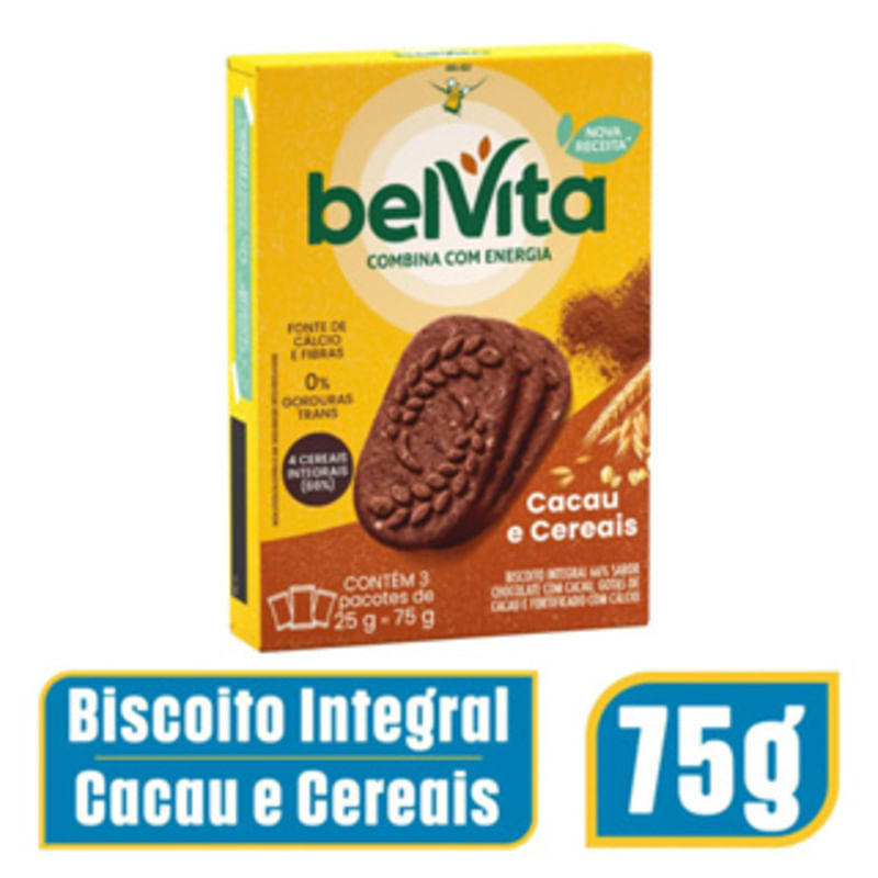 Encontraproduto.com.br - Mondelez Biscoito Belvita Cacau e Cereais multipack 75g