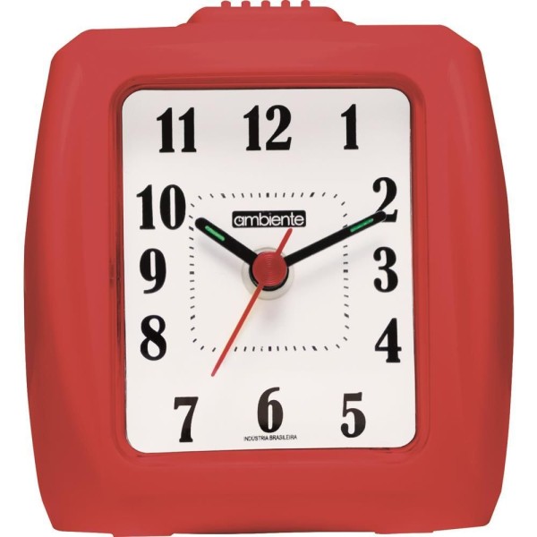 Encontraproduto.com.br - Despertador Quartz Ambiente Vermelho Retangular