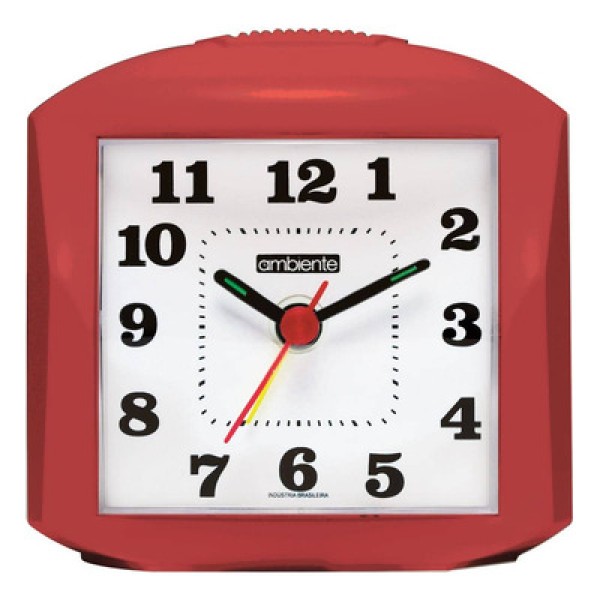 Encontraproduto.com.br - Despertador Quartz Ambiente Vermelho Retangular
