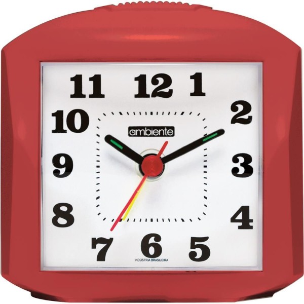 Encontraproduto.com.br - Despertador Quartz Ambiente Vermelho Retangular
