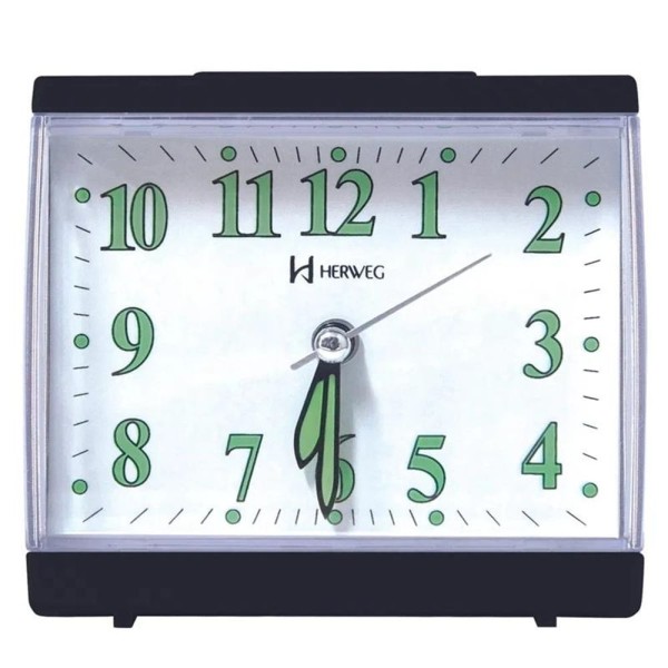 Encontraproduto.com.br - Despertador Quartz Herweg Ref: 2642-029 Dourado Retangular