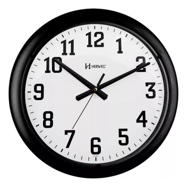 Relógio De Parede 40 Cm Quartz Herweg 660129 Preto - Preto