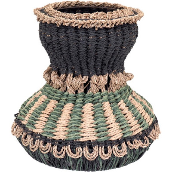 Encontraproduto.com.br - Vaso Decorativo Enfeite Casa Fibra 38x36x36cm Verde