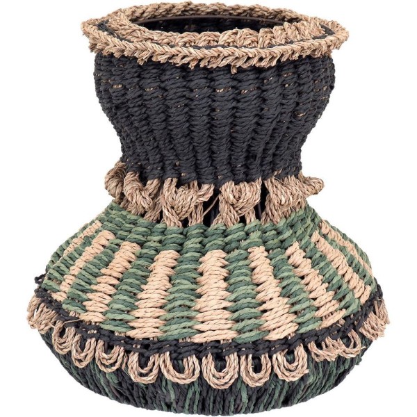 Encontraproduto.com.br - Vaso Decorativo Enfeite Casa Fibra 38x36x36cm Verde