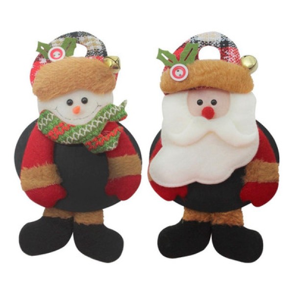 Encontraproduto.com.br - Kit 4 Enfeites De Natal Boneco De Neve E Papai Noel Com Lousa 18cm