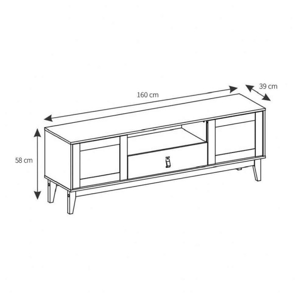 Encontraproduto.com.br - Rack Esmeralda Off White e Noce 160 cm
