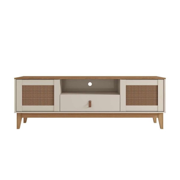 Encontraproduto.com.br - Rack Esmeralda Off White e Noce 160 cm
