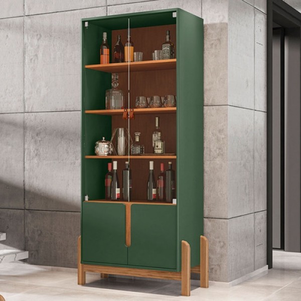 Encontraproduto.com.br - Cristaleira Lizz 4 Portas Verde Oliva/Cedro