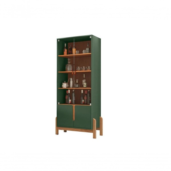 Encontraproduto.com.br - Cristaleira Lizz 4 Portas Verde Oliva/Cedro