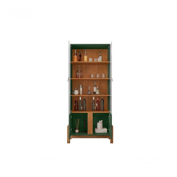 Encontraproduto.com.br - Cristaleira Lizz 4 Portas Verde Oliva/Cedro