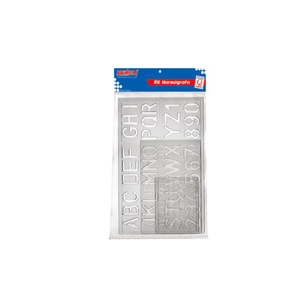 Encontraproduto.com.br - Kit Normógrafo C/ 3 Réguas Cristal - Waleu