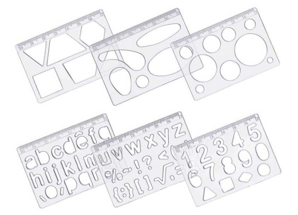 KIT REGUAS DESENHO ACRILICO TRANSPARENTE WALEU