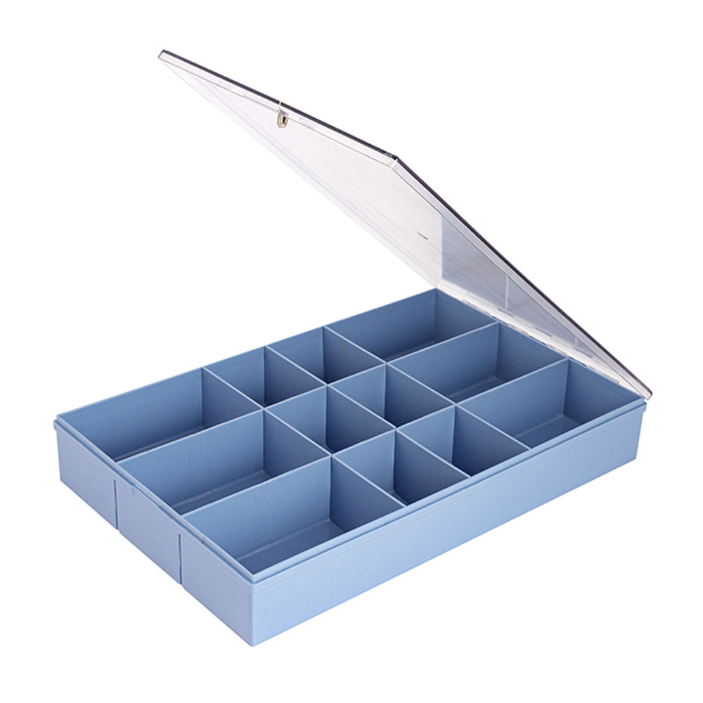 Encontraproduto.com.br - Caixa Organizadora Multiuso Com Tampa Azul Maxcril