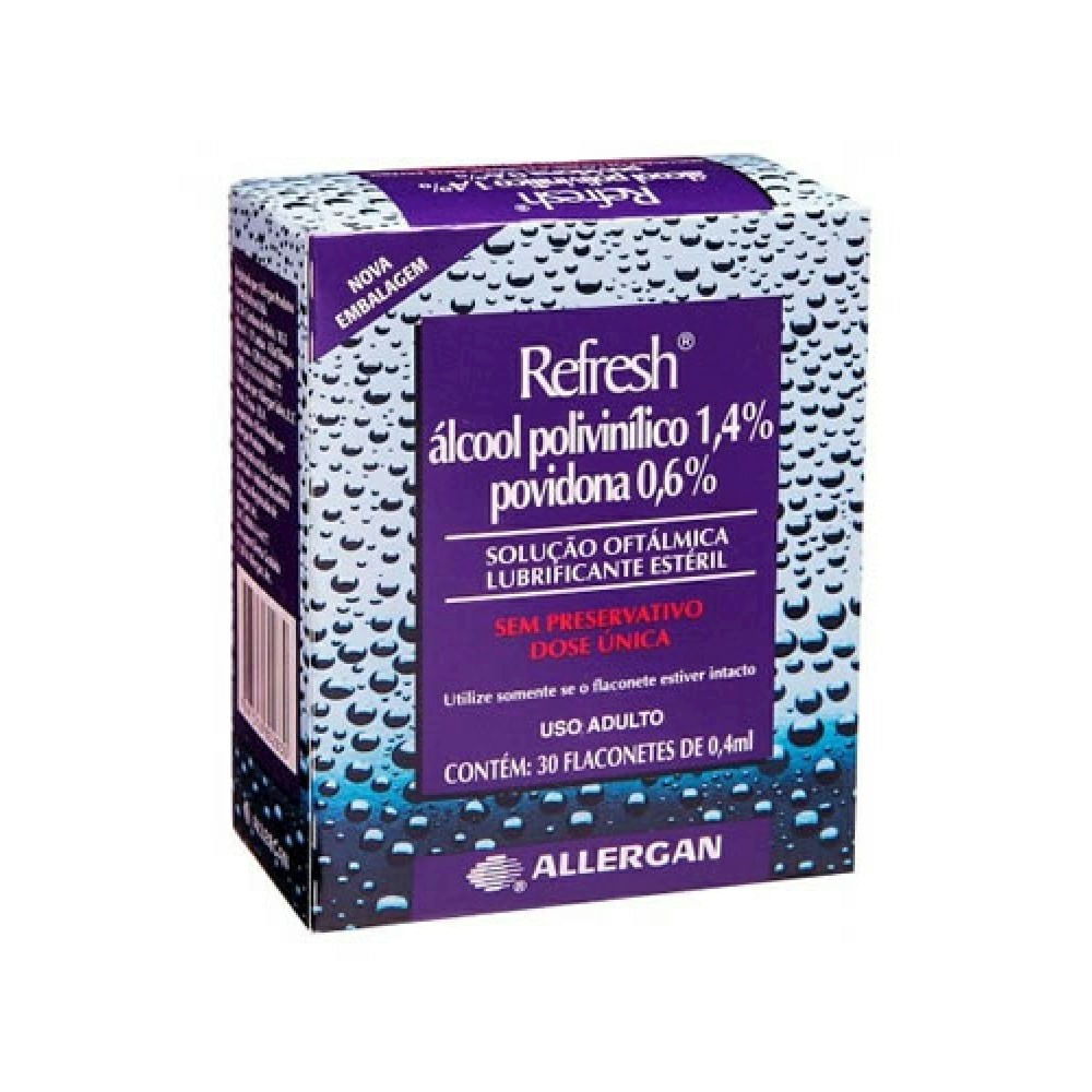 Refresh Solução Oftálmica Lubrificante Com 30 Flaconetes De 0,4Ml