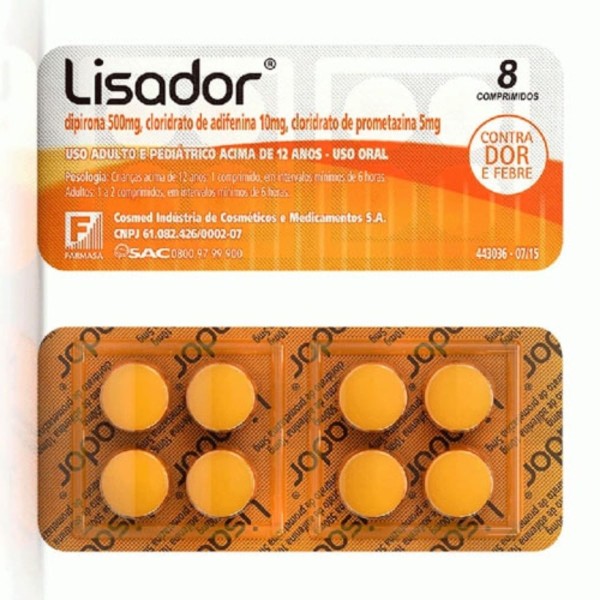 Encontraproduto.com.br - Lisador 10mg + 500mg + 5mg Comprimido Simples - Blíster com 8 Comprimidos