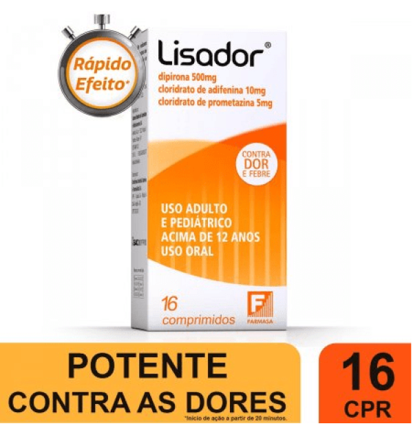 Lisador 500 + 10 + 5mg - Caixa com 16 Comprimidos