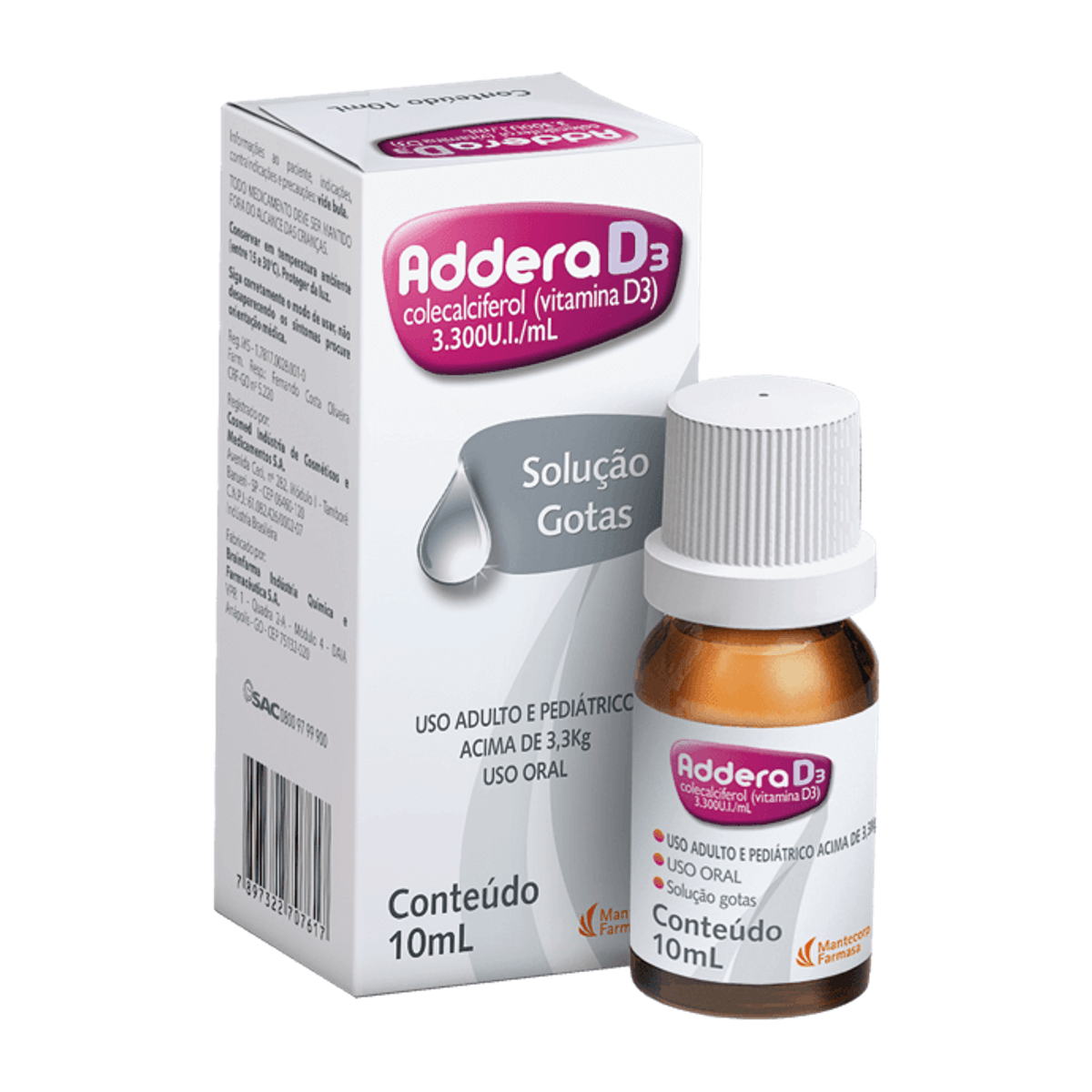 Encontraproduto.com.br - Addera D3 Gotas 10mL (Colecalciferol 3.300UI/mL)