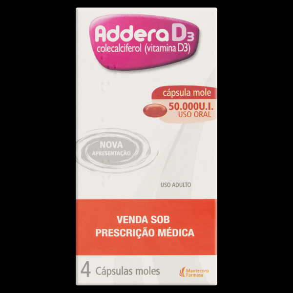 Encontraproduto.com.br - Vitamina D Addera D3 50.000UI Hypera 4 Cápsulas