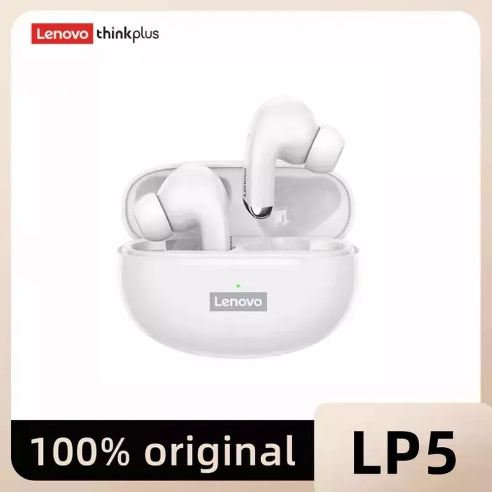 Fone De Ouvido Bluetooth Lenovo-LP5 TWS Estéreo 9D