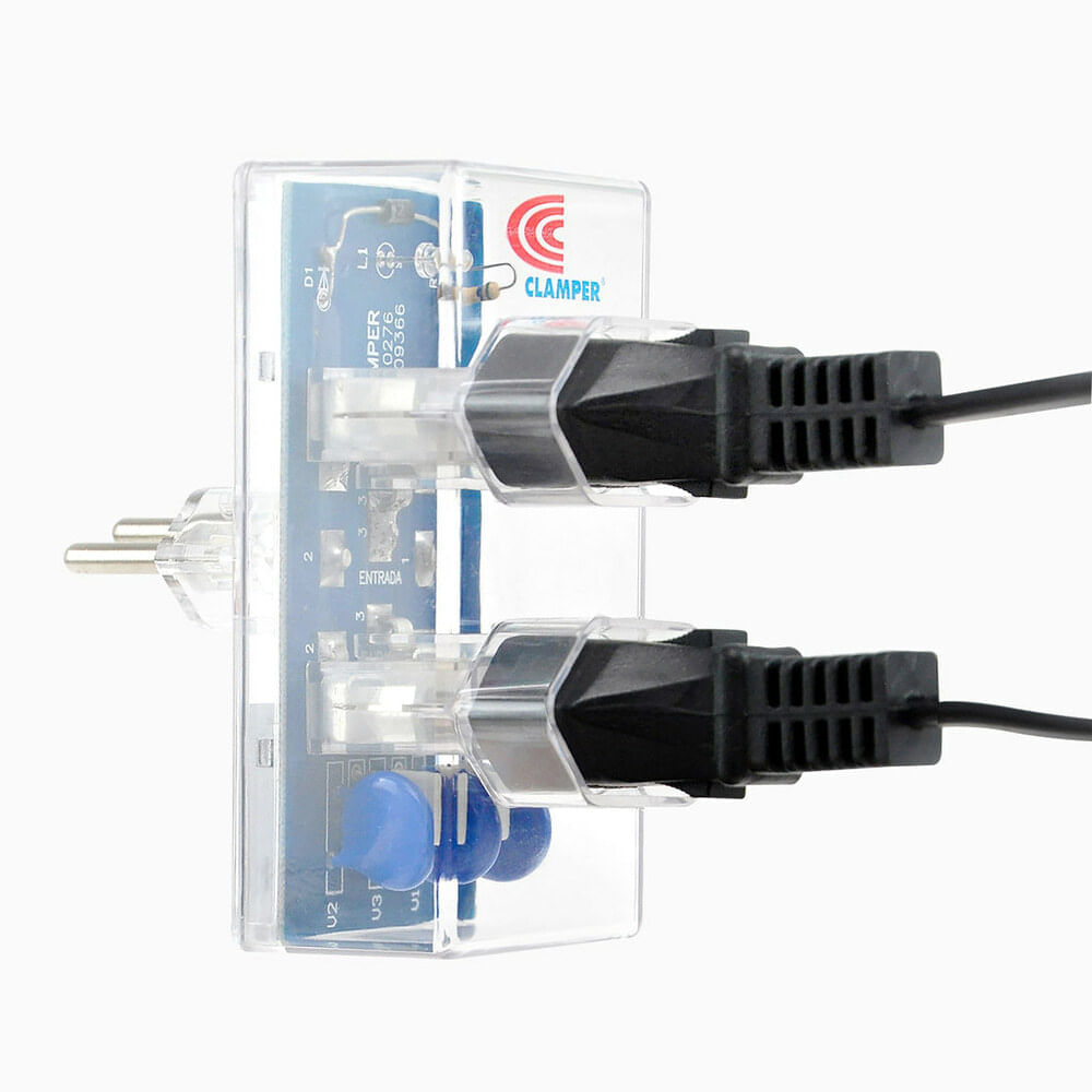 Encontraproduto.com.br - Protetor De Sobrecarga Dps E-Clamper Com 2 Tomadas Clamper