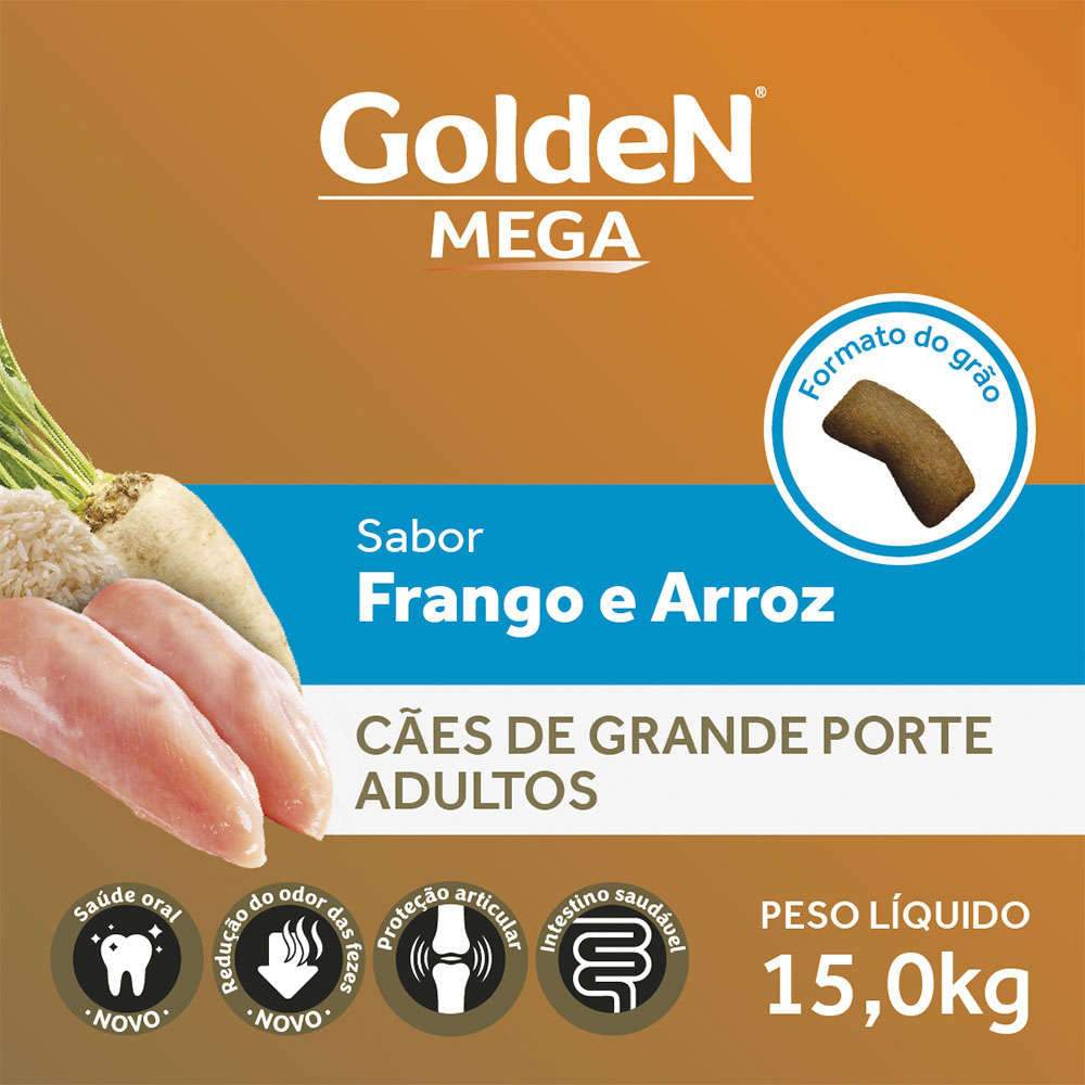 Encontraproduto.com.br - Ração Golden Mega para Cães Adultos Raças Grandes Frango e Arroz