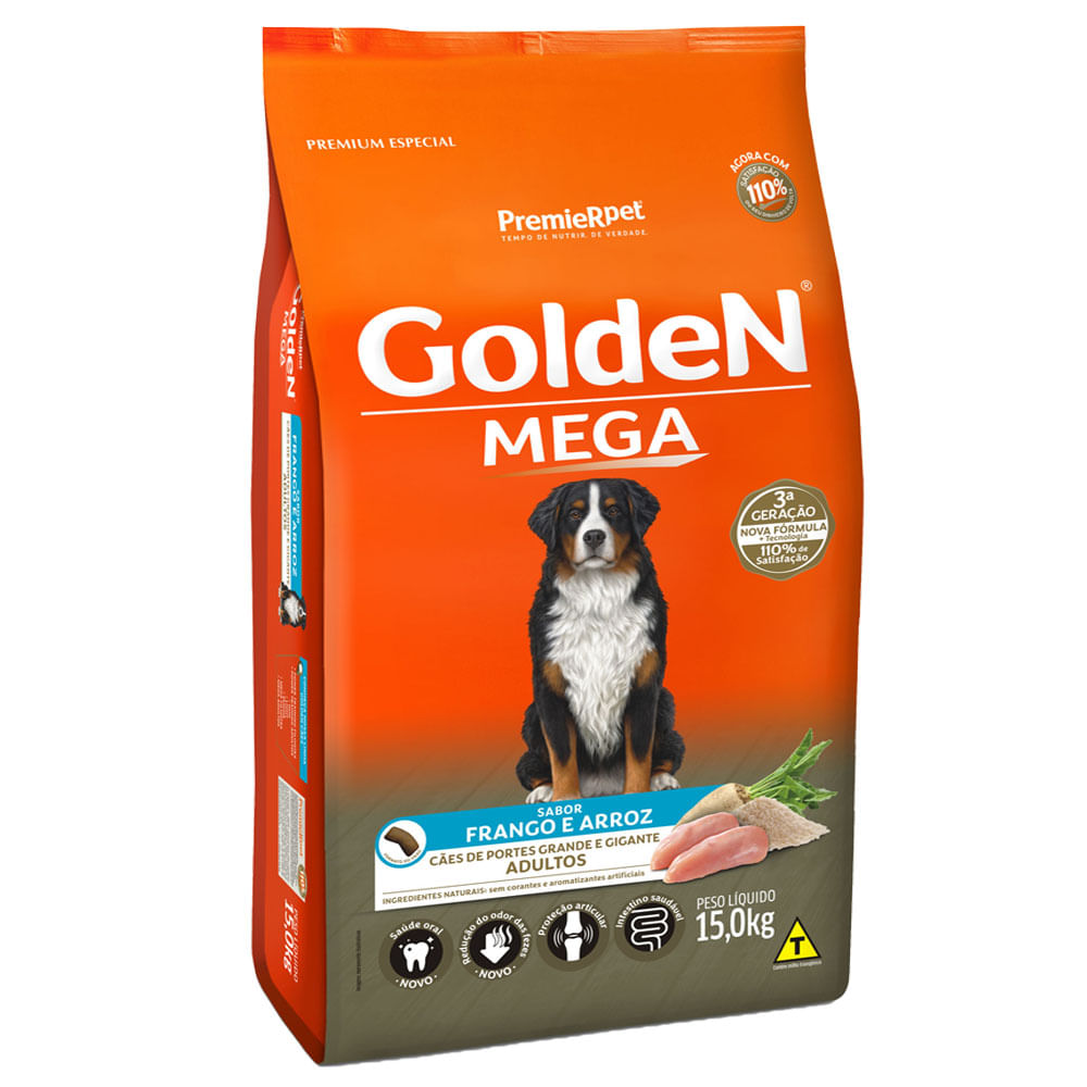 Encontraproduto.com.br - Ração Golden Mega para Cães Adultos Raças Grandes Frango e Arroz