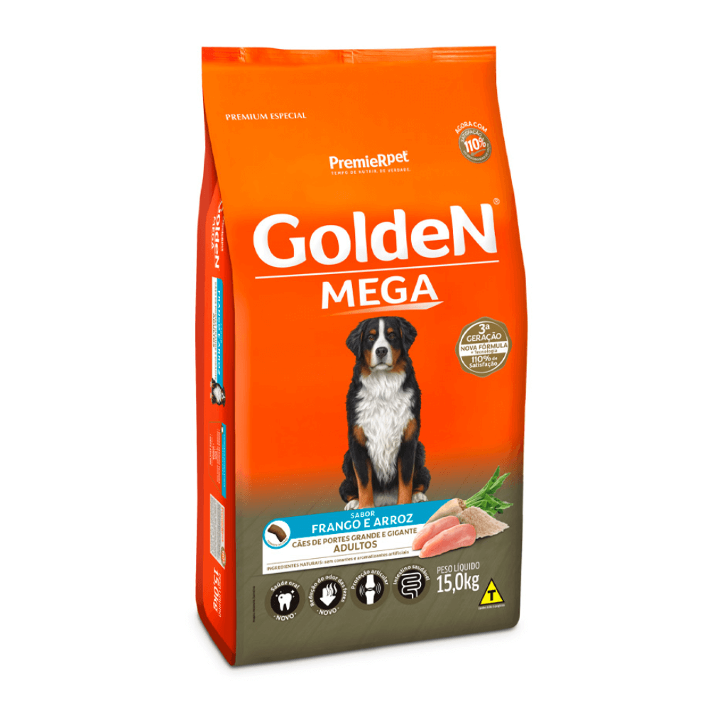 Encontraproduto.com.br - Ração Golden Mega para Cães Adultos Raças Grandes Frango e Arroz