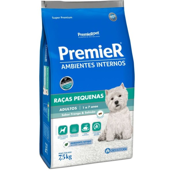 Encontraproduto.com.br - Ração Premier Ambientes Internos Cães Adultos Raças Pequenas Frango E Salmão
