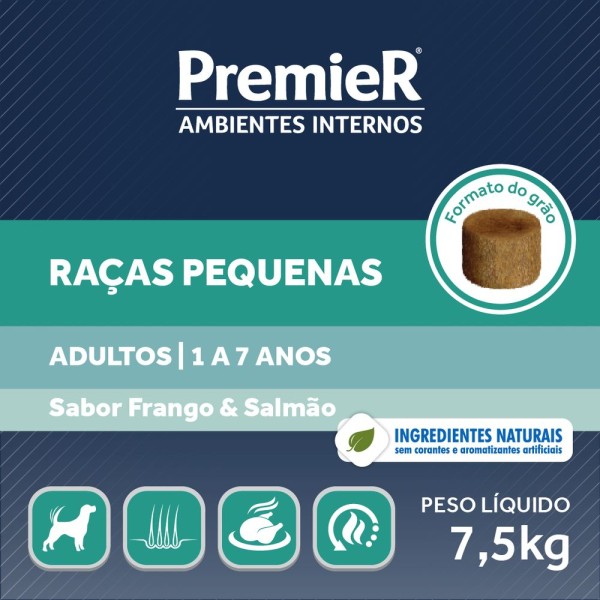 Encontraproduto.com.br - Ração Premier Ambientes Internos Cães Adultos Raças Pequenas Frango E Salmão