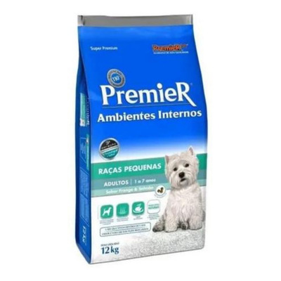 Ração Seca Premier Ambientes Internos para Cães Adultos Porte Pequeno Frango e Salmão 12kg