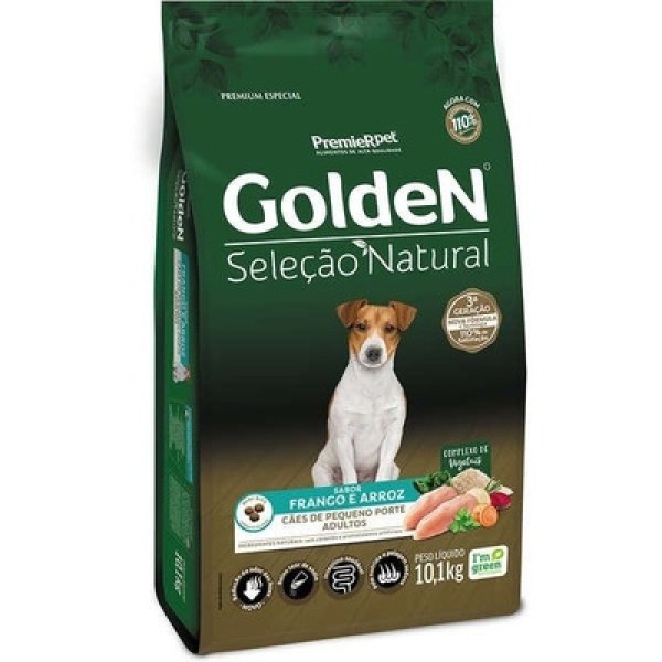 Encontraproduto.com.br - Ração Golden Seleção Natural Cães Adultos Porte Pequeno Frango e Arroz Mini Bits