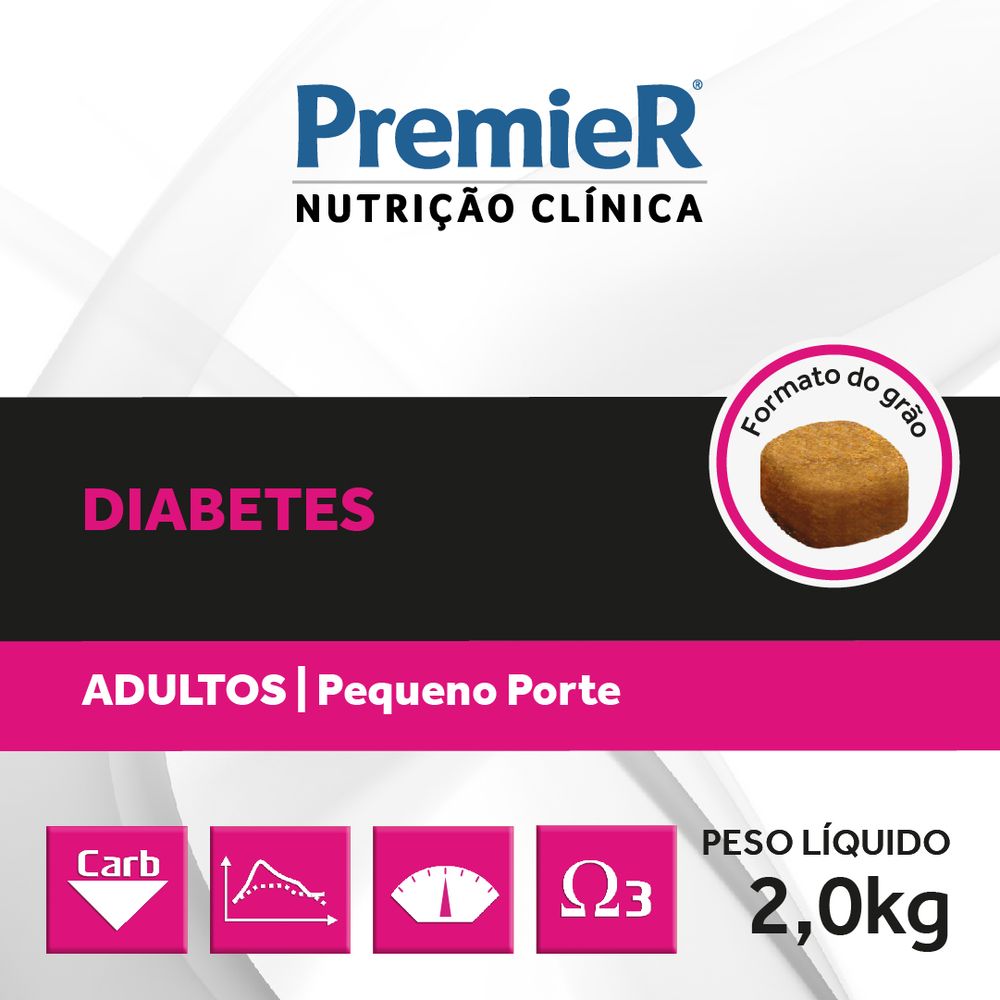 Ração Premier Nutrição Clínica Diabetes Cães Adultos e Filhotes Raças Pequenas