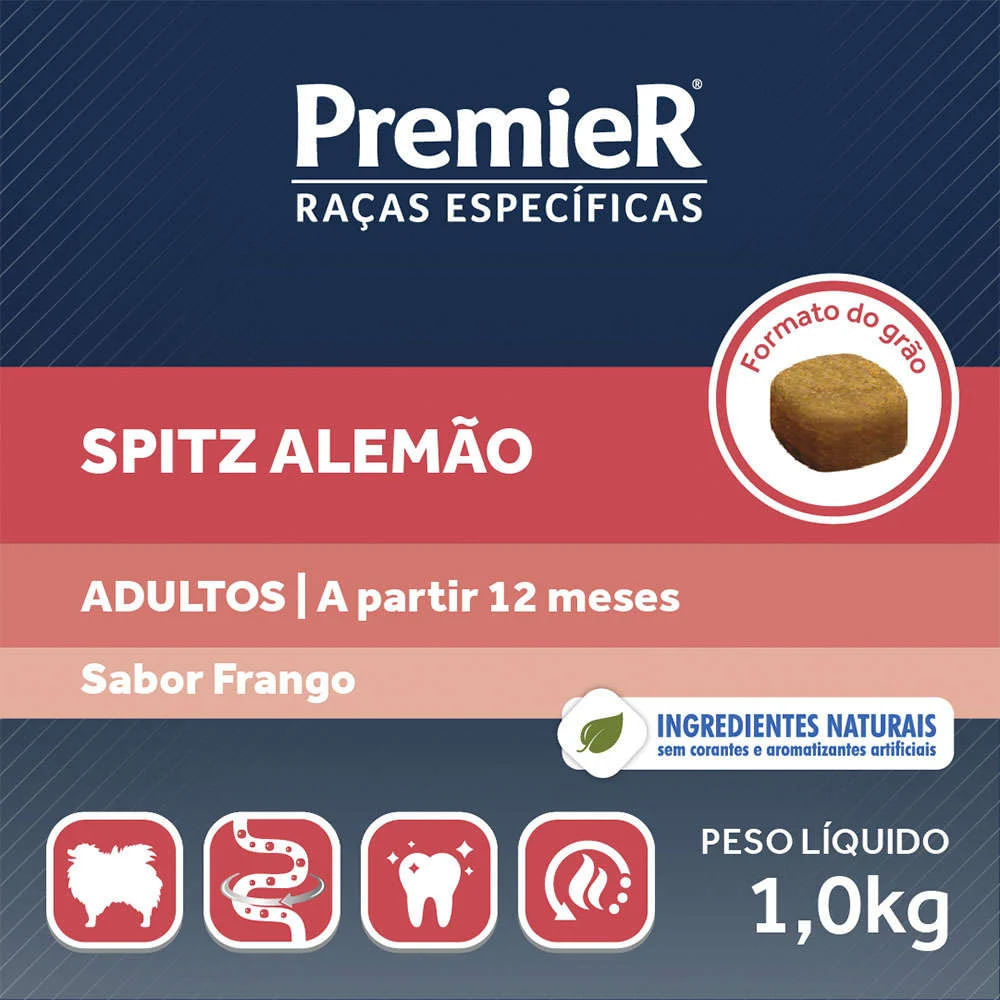 Encontraproduto.com.br - Ração Seca Premier para Cães Adultos Raça Spitz Alemão Frango 1kg