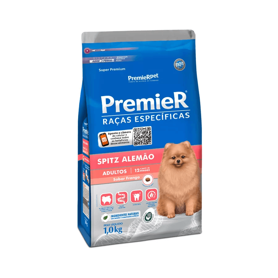 Encontraproduto.com.br - Ração Seca Premier para Cães Adultos Raça Spitz Alemão Frango 1kg