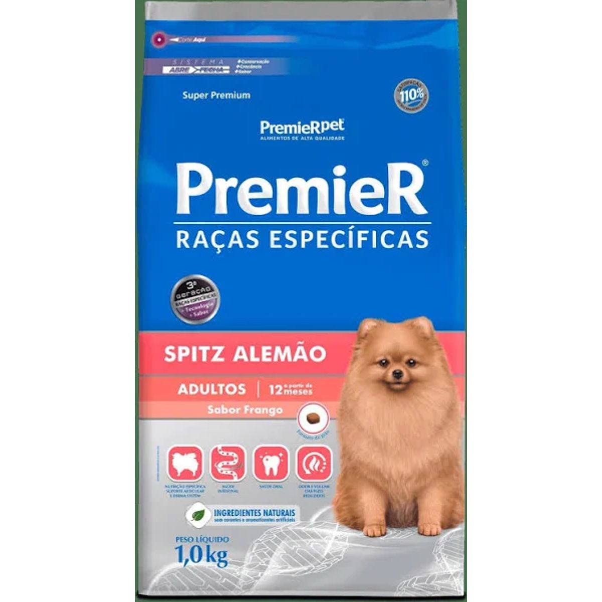 Encontraproduto.com.br - Ração Seca Premier para Cães Adultos Raça Spitz Alemão Frango 1kg