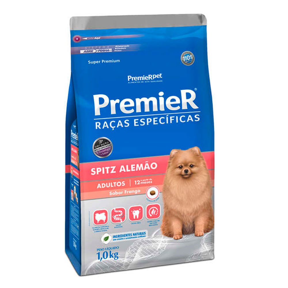 Encontraproduto.com.br - Ração Seca Premier para Cães Adultos Raça Spitz Alemão Frango 1kg