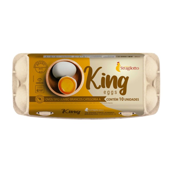 Ovos Brancos tipo jumbo King eggs Stragliotto 10 unidades