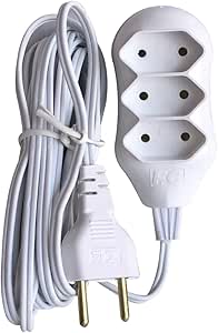 Encontraproduto.com.br - Extensão com 3 Tomadas de 2 Pólos + Terra 10 Amperes 5 Metros Branca