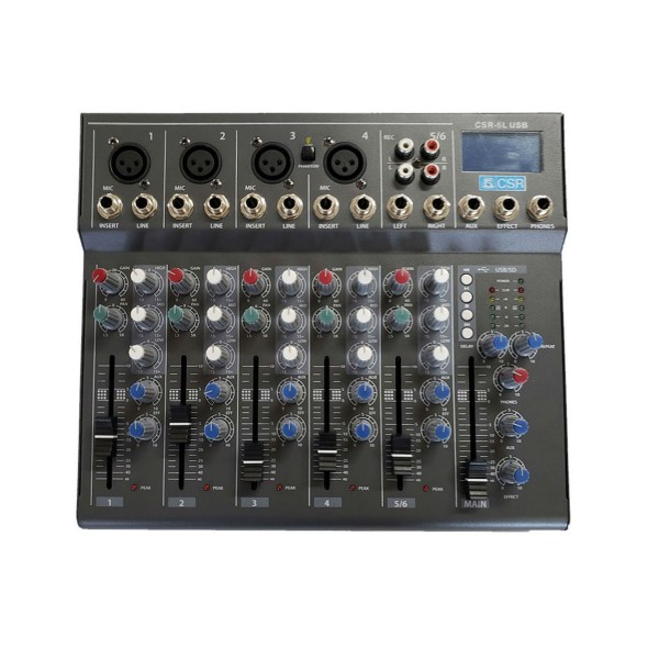 Encontraproduto.com.br - Mesa De Som Analogica 6 Canais CSR-6L UBS 110V - CSR