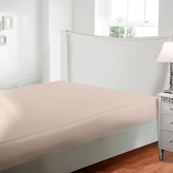 Encontraproduto.com.br - Lençol de Cama King com elástico JOLITEX TERNILLE 300 Fios Toque de Seda - Bege