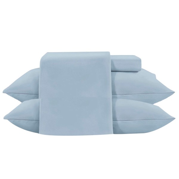 Jogo de Cama KING 4 Peças JOLITEX TERNILLE 300 Fios - Toque de Seda - Azul