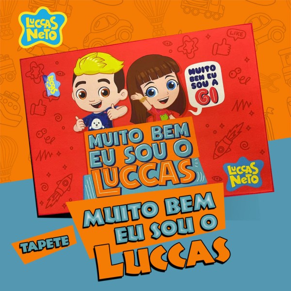 Encontraproduto.com.br - Tapete Joy Luccas Neto E Gi Fun 70x100cm Antiderrapante Jolitex