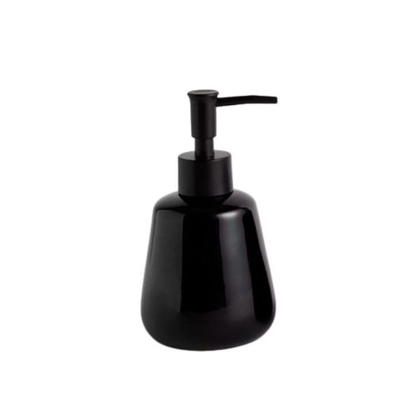 Encontraproduto.com.br - Porta Sabonete Liquido Dispenser Ceramica Preto 250ml