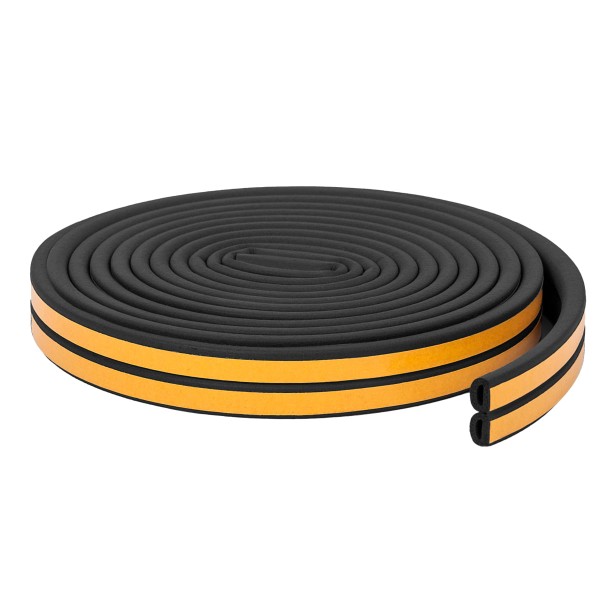 Encontraproduto.com.br - Veda Fresta Portas e Janelas Stamaco Home Borracha Vedação Adesiva Modelo D Rolo 6 Metros Preto