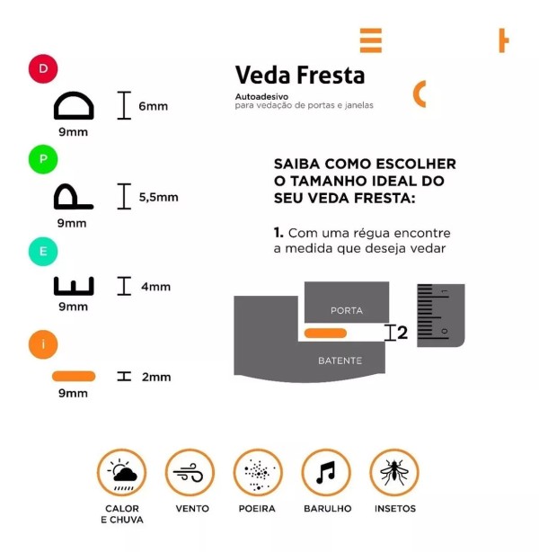 Encontraproduto.com.br - Veda Fresta Portas e Janelas Stamaco Home Borracha Vedação Adesiva Modelo D Rolo 6 Metros Preto