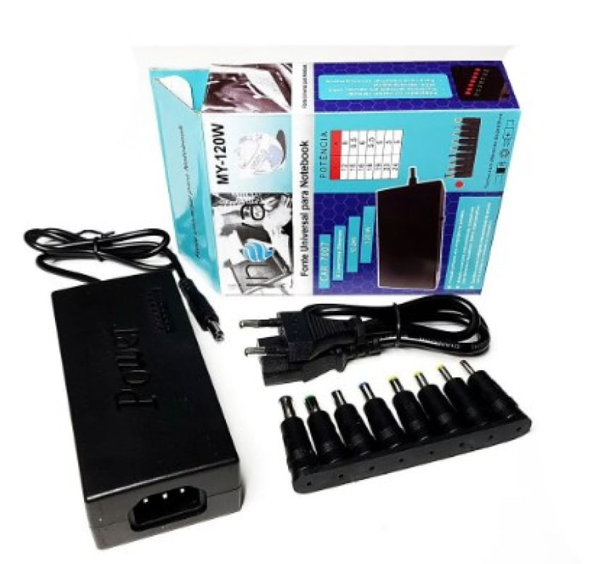 Encontraproduto.com.br - Fonte Universal Para Notebook 8 Conectores + Seletor de Volt