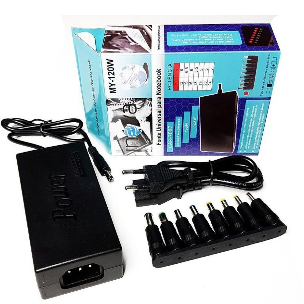 Encontraproduto.com.br - Fonte Universal Para Notebook 8 Conectores + Seletor de Volt