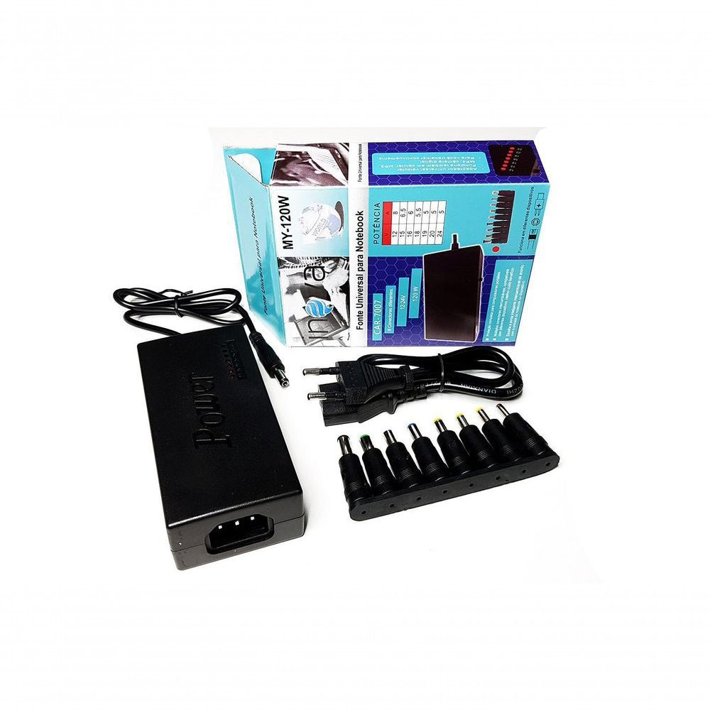 Encontraproduto.com.br - Fonte Universal Para Notebook 8 Conectores + Seletor de Volt